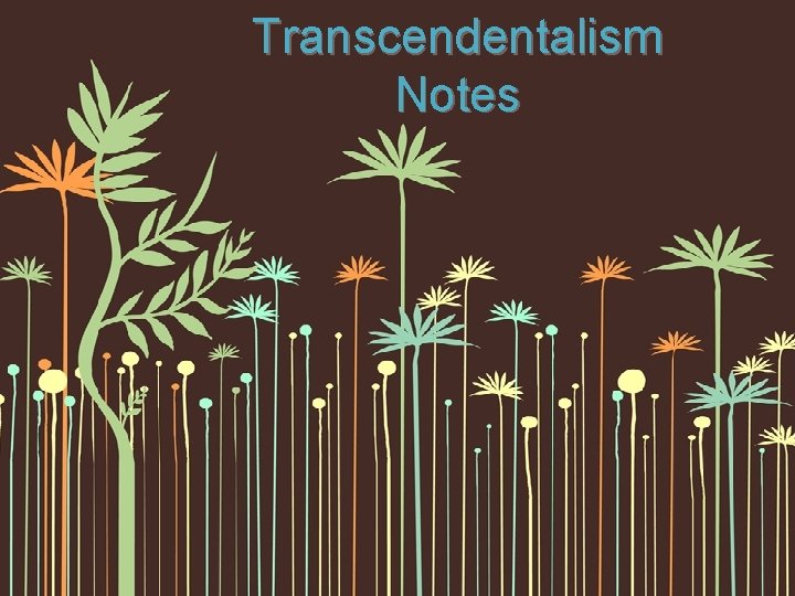 Transcendentalism Notes Transcendentalism Notes