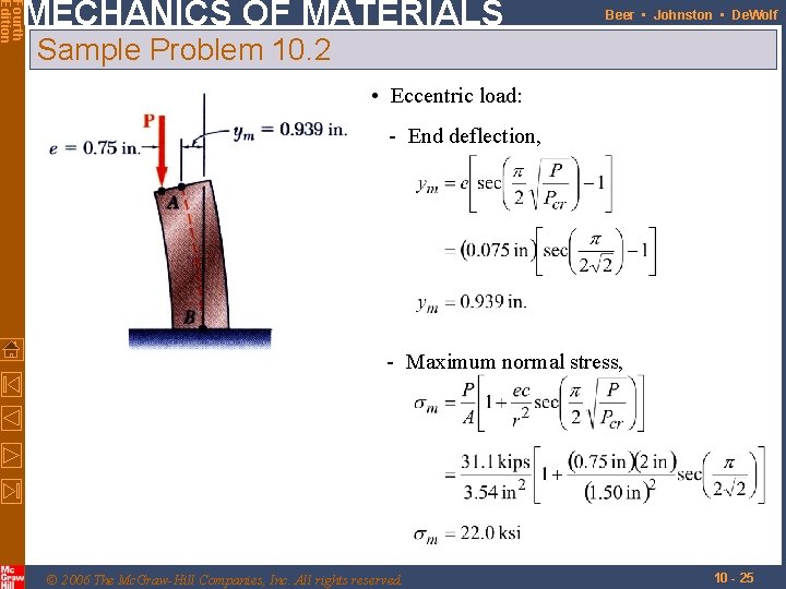 Fourth Edition MECHANICS OF MATERIALS Beer • Johnston • De. Wolf Sample Problem 10.