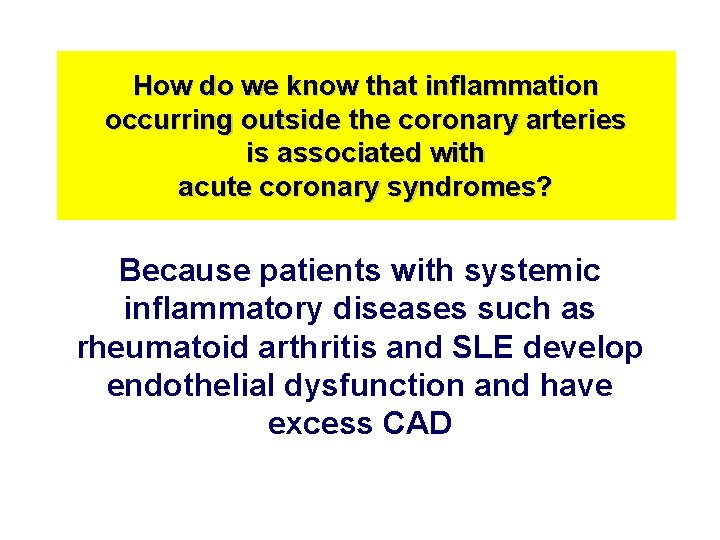 How do we know that inflammation occurring outside the coronary arteries is associated with