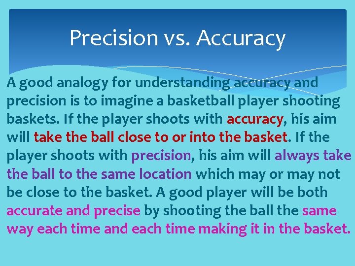 Precision vs. Accuracy A good analogy for understanding accuracy and precision is to imagine