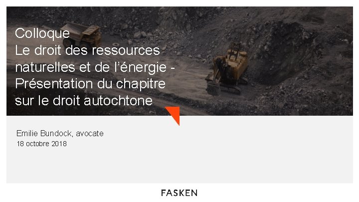 Colloque Le droit des ressources naturelles et de l’énergie - Présentation du chapitre sur