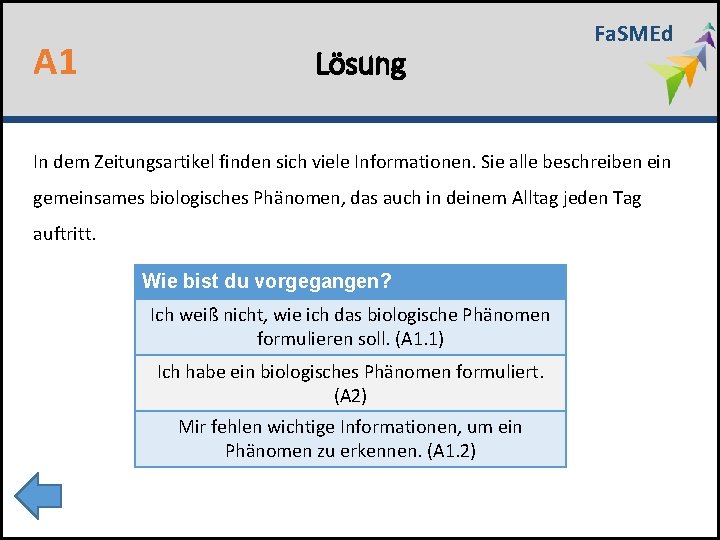 A 1 Lösung Fa. SMEd In dem Zeitungsartikel finden sich viele Informationen. Sie alle