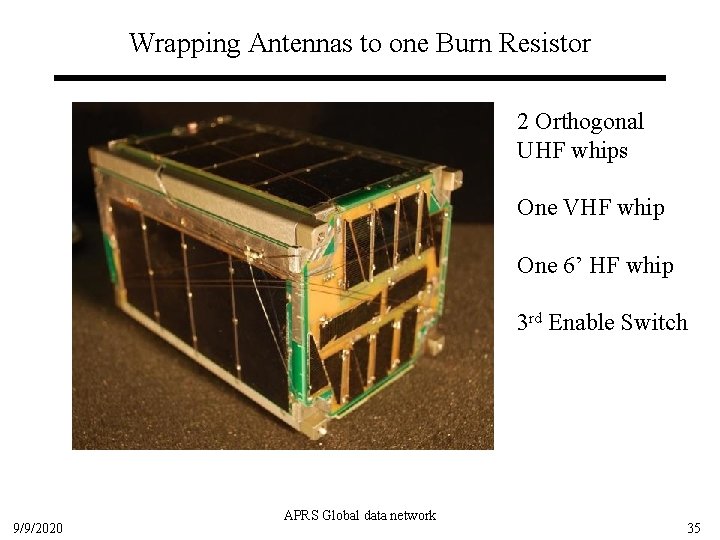 Wrapping Antennas to one Burn Resistor 2 Orthogonal UHF whips One VHF whip One