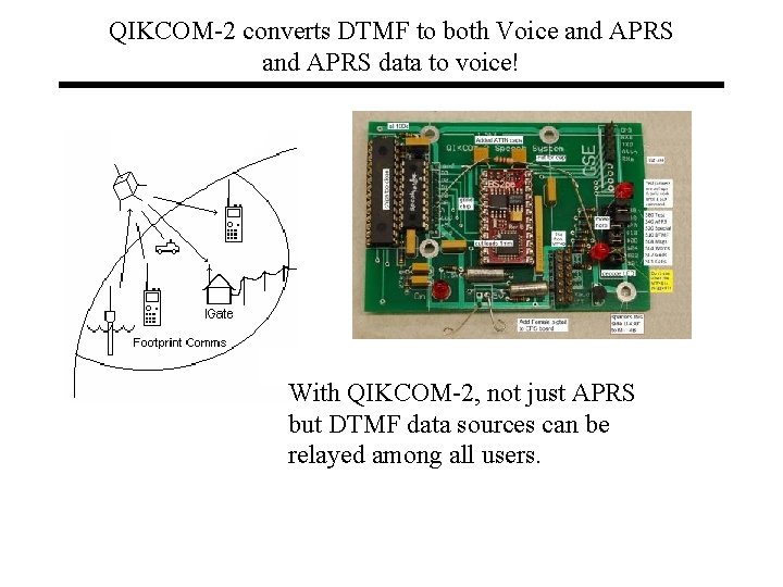 QIKCOM-2 converts DTMF to both Voice and APRS data to voice! With QIKCOM-2, not