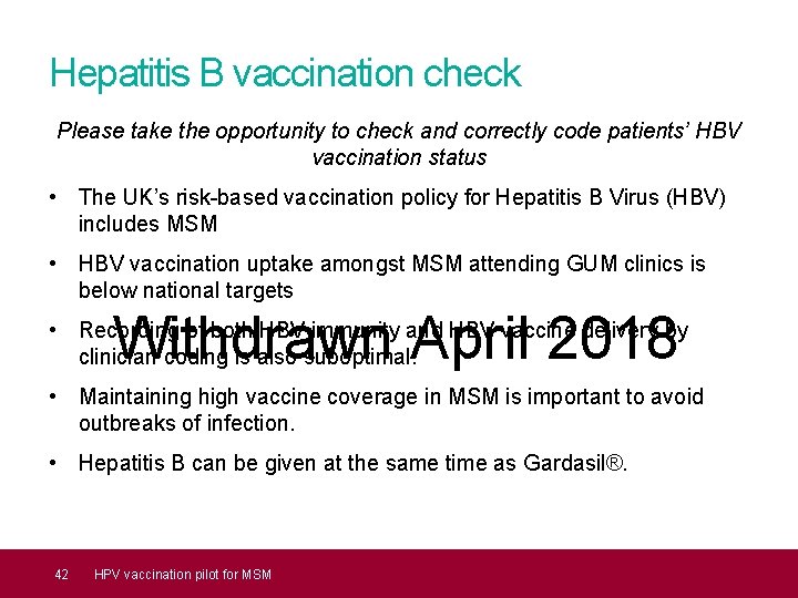 Hepatitis B vaccination check Please take the opportunity to check and correctly code patients’