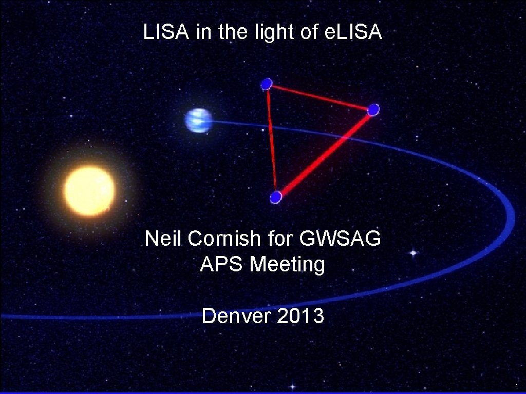 LISA in the light of e. LISA Neil Cornish for GWSAG APS Meeting Denver