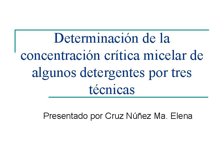 Determinación de la concentración crítica micelar de algunos detergentes por tres técnicas Presentado por Determinación de la concentración crítica micelar de algunos detergentes por tres técnicas Presentado por