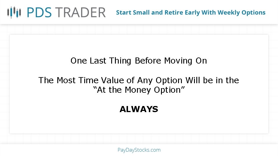 One Last Thing Before Moving On The Most Time Value of Any Option Will