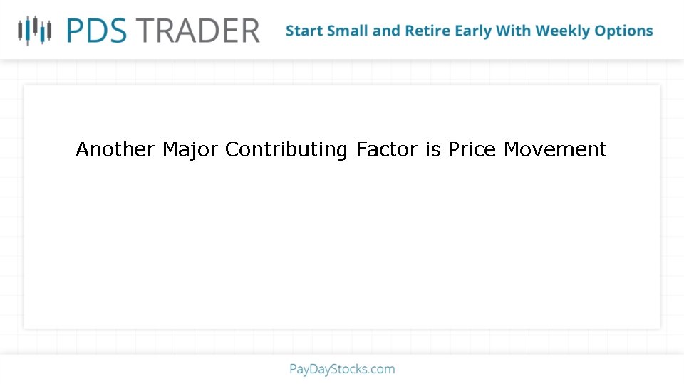 Another Major Contributing Factor is Price Movement 