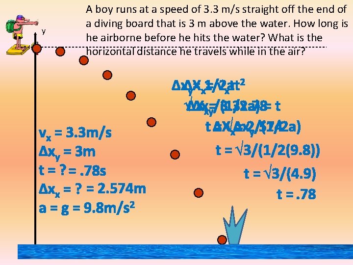 y A boy runs at a speed of 3. 3 m/s straight off the