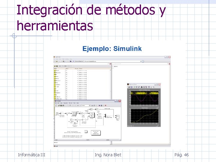 Integración de métodos y herramientas Informática III Ing. Nora Blet Pág. 46 