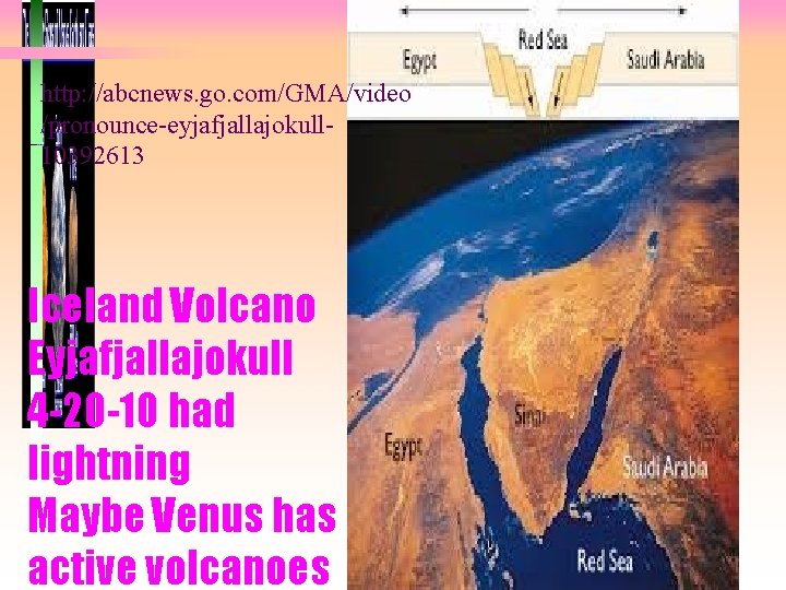 http: //abcnews. go. com/GMA/video /pronounce-eyjafjallajokull 10392613 Iceland Volcano Eyjafjallajokull 4 -20 -10 had lightning