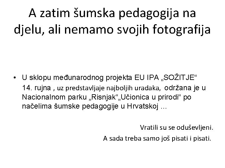 A zatim šumska pedagogija na djelu, ali nemamo svojih fotografija • U sklopu međunarodnog