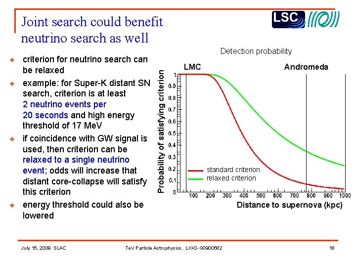 Joint search could benefit neutrino search as well v v v criterion for neutrino