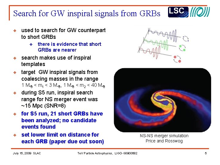 Search for GW inspiral signals from GRBs v used to search for GW counterpart