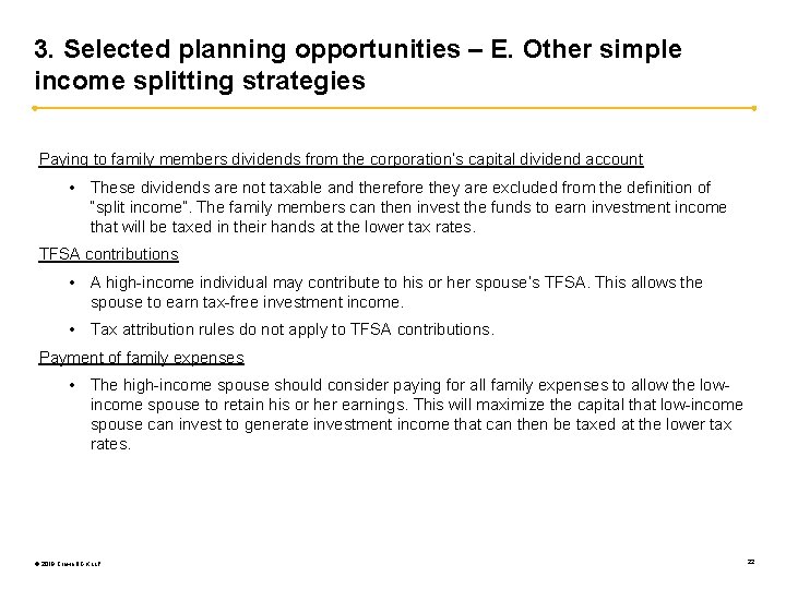 3. Selected planning opportunities – E. Other simple income splitting strategies Paying to family