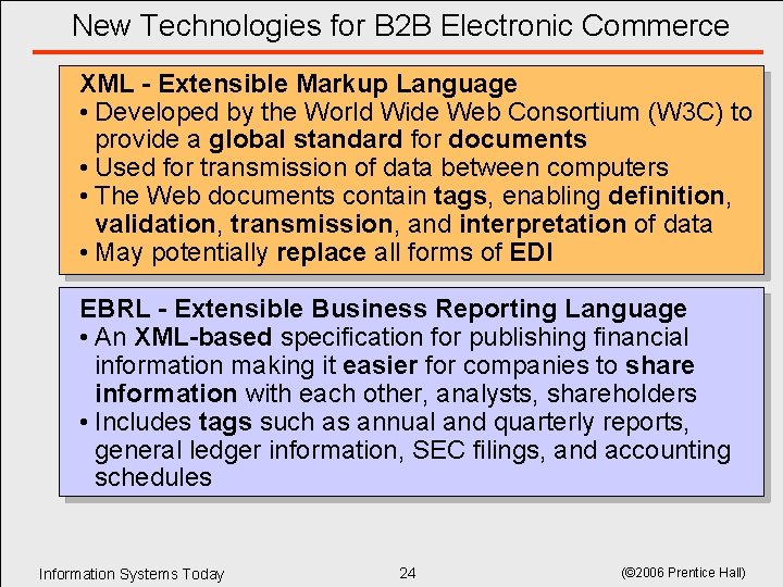 New Technologies for B 2 B Electronic Commerce XML - Extensible Markup Language • New Technologies for B 2 B Electronic Commerce XML - Extensible Markup Language •