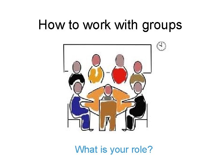 How to work with groups What is your role? 