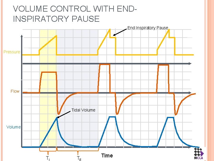 VOLUME CONTROL WITH ENDINSPIRATORY PAUSE End Inspiratory Pause Pressure Flow Tidal Volume TI TE