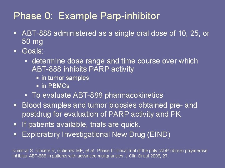 Phase 0: Example Parp-inhibitor § ABT-888 administered as a single oral dose of 10, Phase 0: Example Parp-inhibitor § ABT-888 administered as a single oral dose of 10,