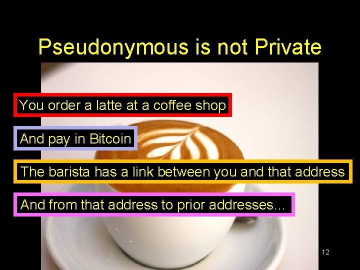 Pseudonymous is not Private You order a latte at a coffee shop And pay Pseudonymous is not Private You order a latte at a coffee shop And pay