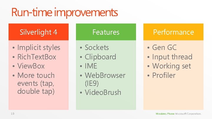 Run-time improvements Silverlight 4 • • 19 Implicit styles Rich. Text. Box View. Box Run-time improvements Silverlight 4 • • 19 Implicit styles Rich. Text. Box View. Box
