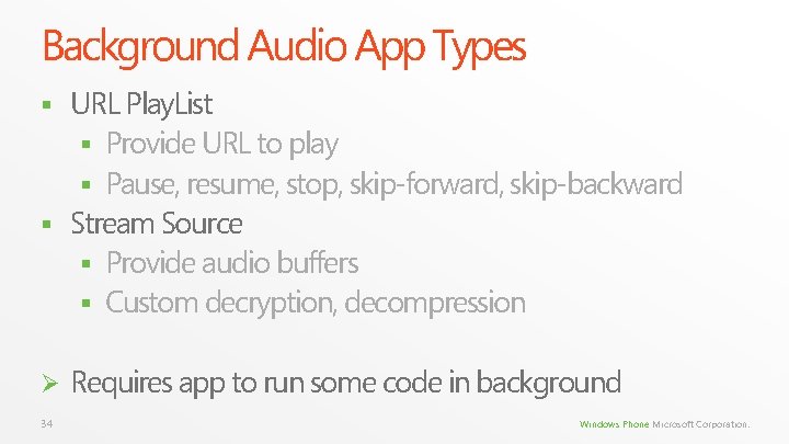 Background Audio App Types URL Play. List § Provide URL to play § Pause, Background Audio App Types URL Play. List § Provide URL to play § Pause,