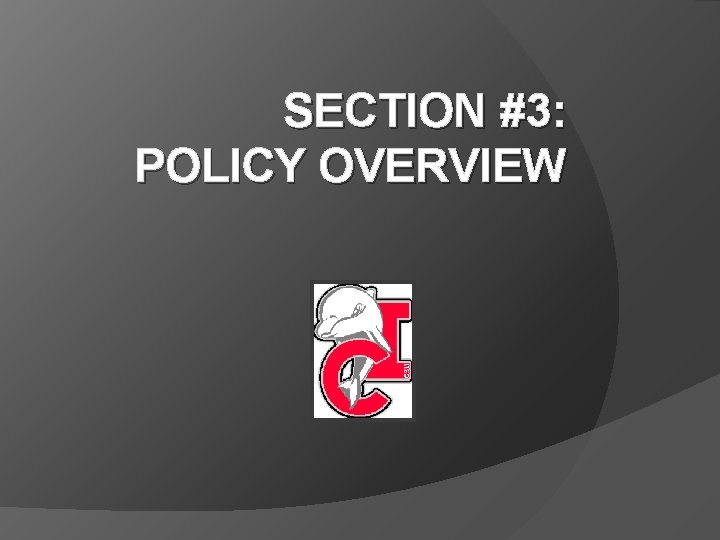 SECTION #3: POLICY OVERVIEW 