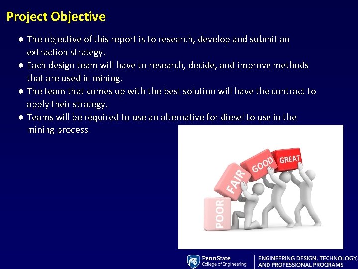 Project Objective ● The objective of this report is to research, develop and submit
