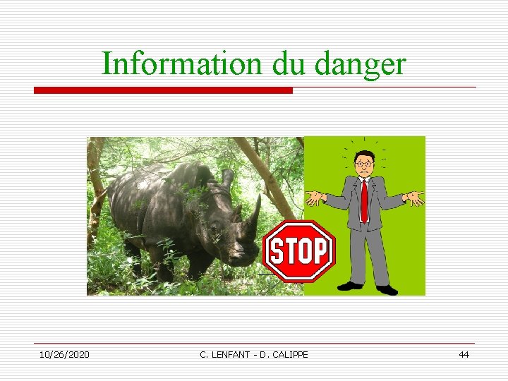 Information du danger 10/26/2020 C. LENFANT - D. CALIPPE 44 