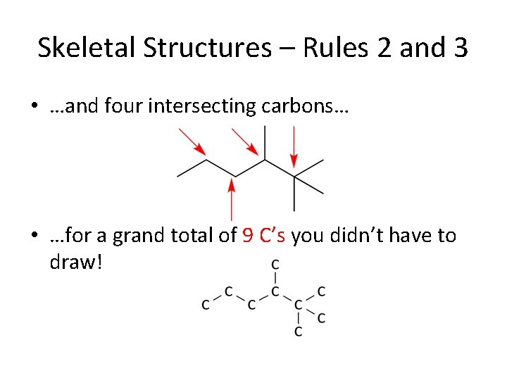 Skeletal Structures – Rules 2 and 3 • …and four intersecting carbons… • …for