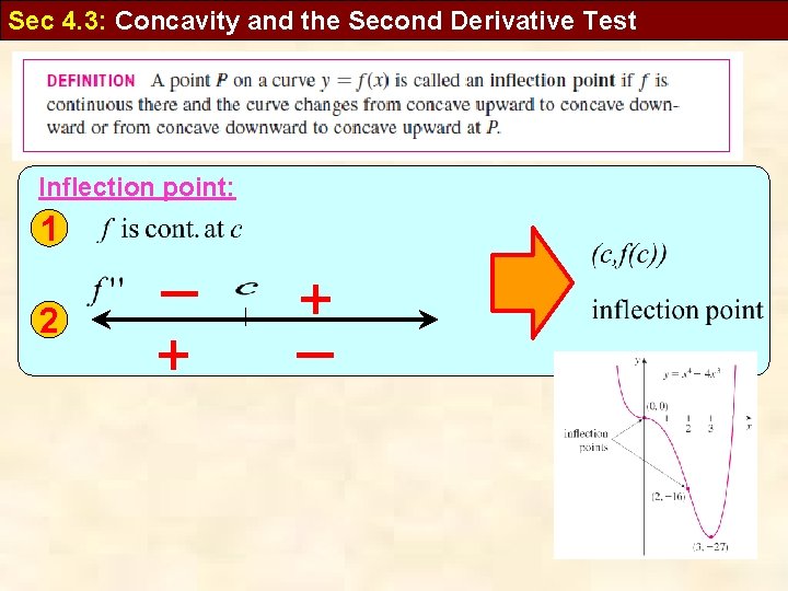 Sec 4. 3: Concavity and the Second Derivative Test Inflection point: 1 2 _