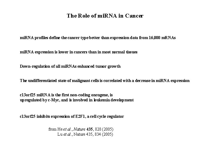 The Role of mi. RNA in Cancer mi. RNA profiles define the cancer type