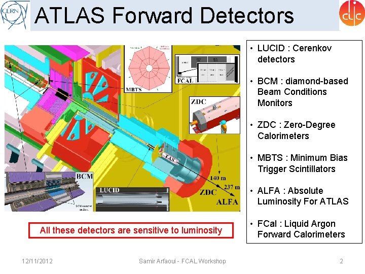 ATLAS Forward Detectors • LUCID : Cerenkov detectors • BCM : diamond-based Beam Conditions
