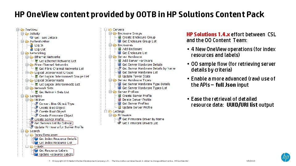 HP One. View content provided by OOTB in HP Solutions Content Pack HP Solutions