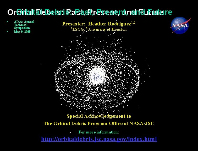 National Aeronautics and Space Administration Orbital Debris: Past, Present, and Future • • AIAA: