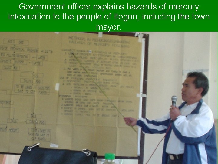 Government officer explains hazards of mercury intoxication to the people of Itogon, including the