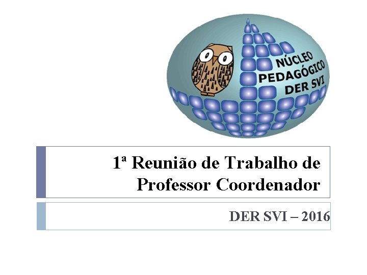 1ª Reunião de Trabalho de Professor Coordenador DER SVI – 2016 