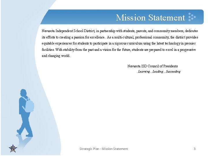 Mission Statement Navasota Independent School District, in partnership with students, parents, and community members,