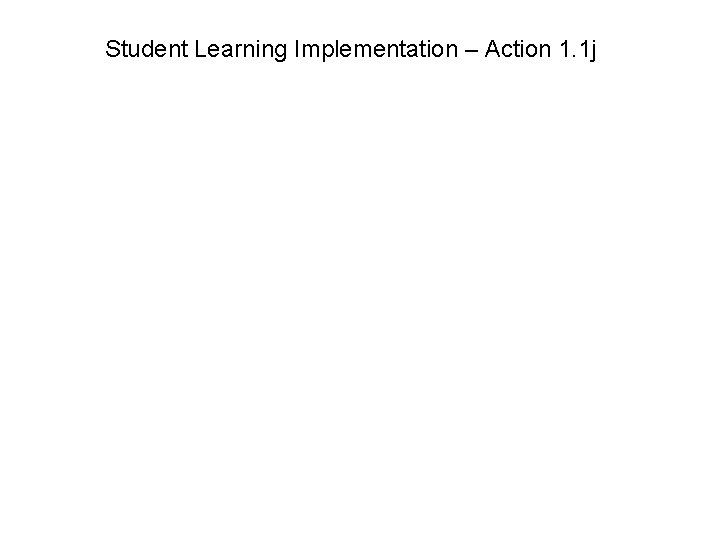 Student Learning Implementation – Action 1. 1 j 