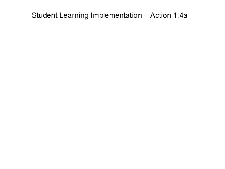 Student Learning Implementation – Action 1. 4 a 