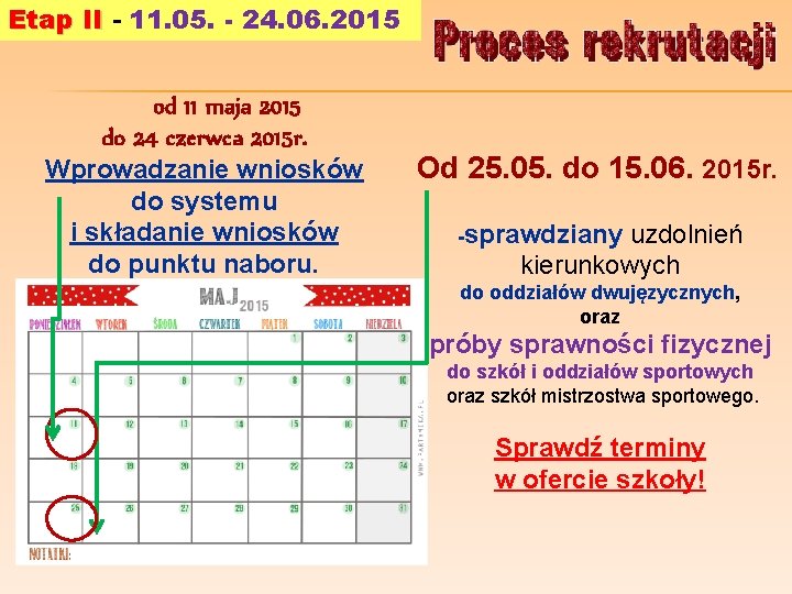 Etap II - 11. 05. - 24. 06. 2015 od 11 maja 2015 do