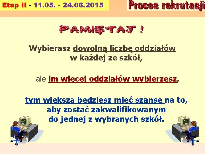 Etap II - 11. 05. - 24. 06. 2015 Wybierasz dowolną liczbę oddziałów w