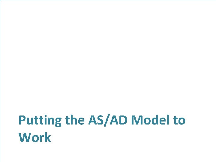 Putting the AS/AD Model to Work 