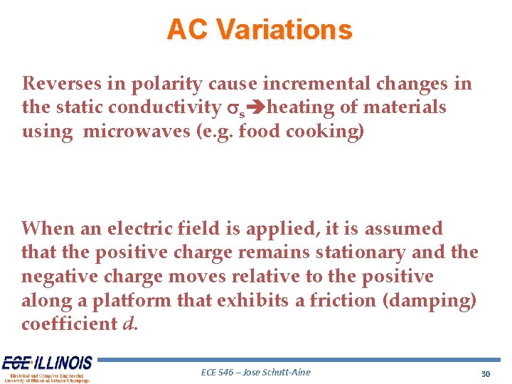 AC Variations Reverses in polarity cause incremental changes in the static conductivity ss heating