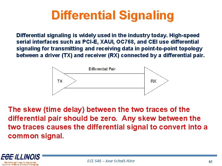 Differential Signaling Differential signaling is widely used in the industry today. High-speed serial interfaces