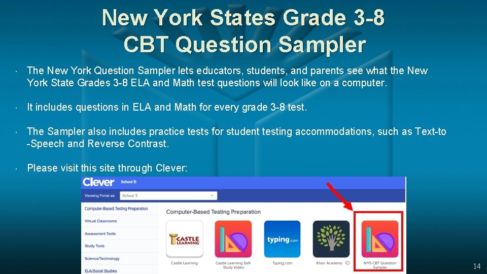New York States Grade 3 -8 CBT Question Sampler The New York Question Sampler