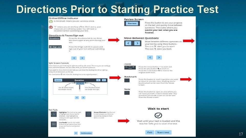 Directions Prior to Starting Practice Test 17 