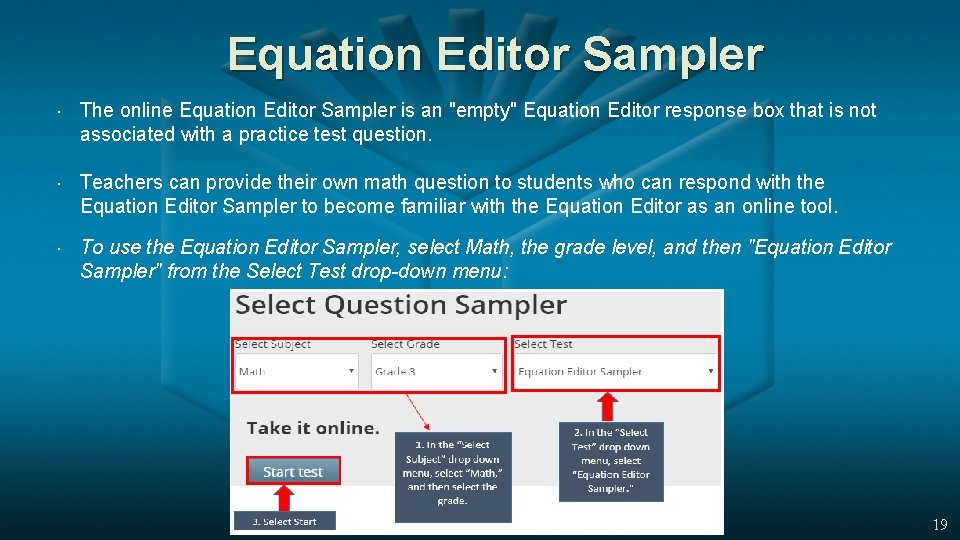 Equation Editor Sampler The online Equation Editor Sampler is an "empty" Equation Editor response
