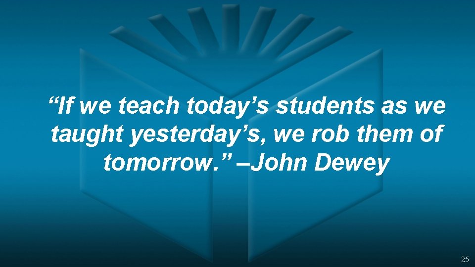 “If we teach today’s students as we taught yesterday’s, we rob them of tomorrow.